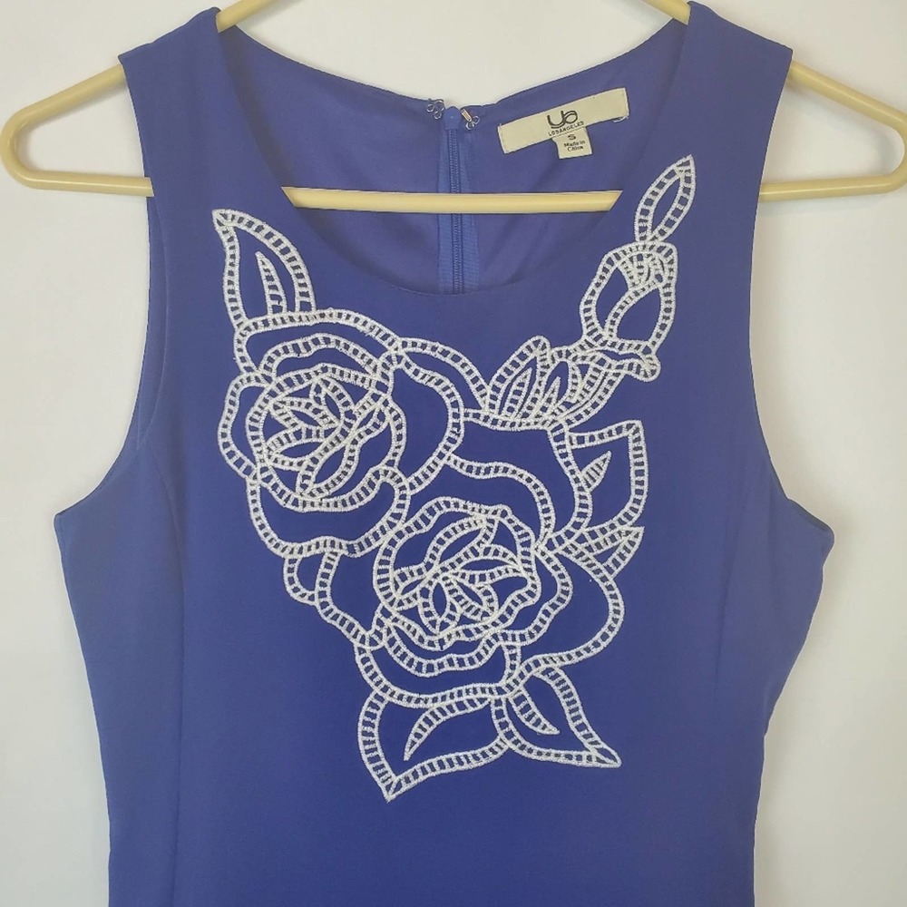 Ya Los Angeles blue dress sleeveless embroidered - Picture 2 of 6
